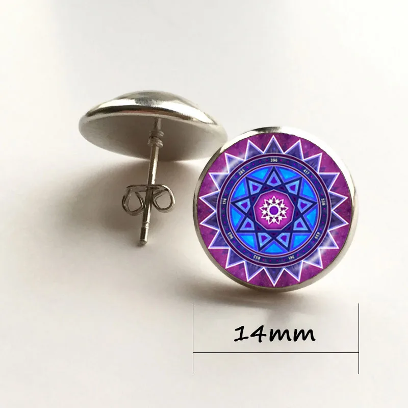 Комплект чакр от om сережки-гвоздики символ йоги ювелирные изделия буддийские