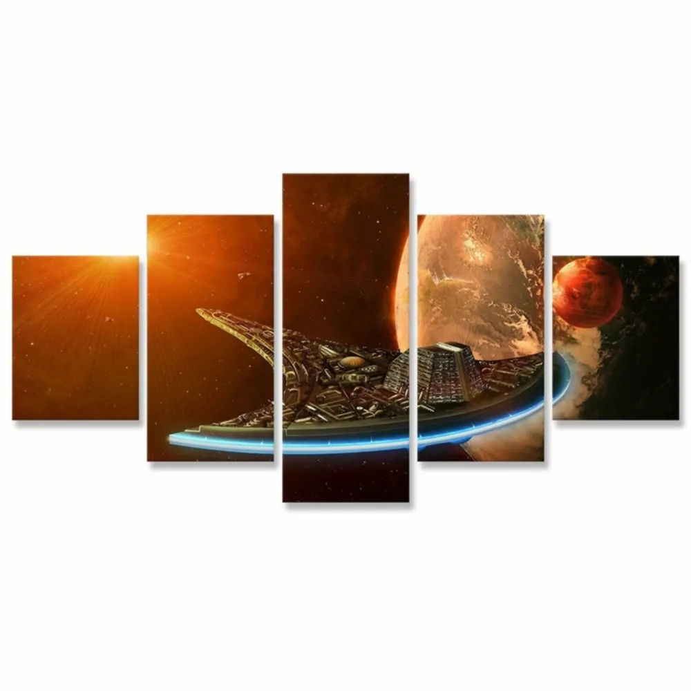 Космический корабль солнце звезды 5P картины печать на холсте HD абстрактный холст
