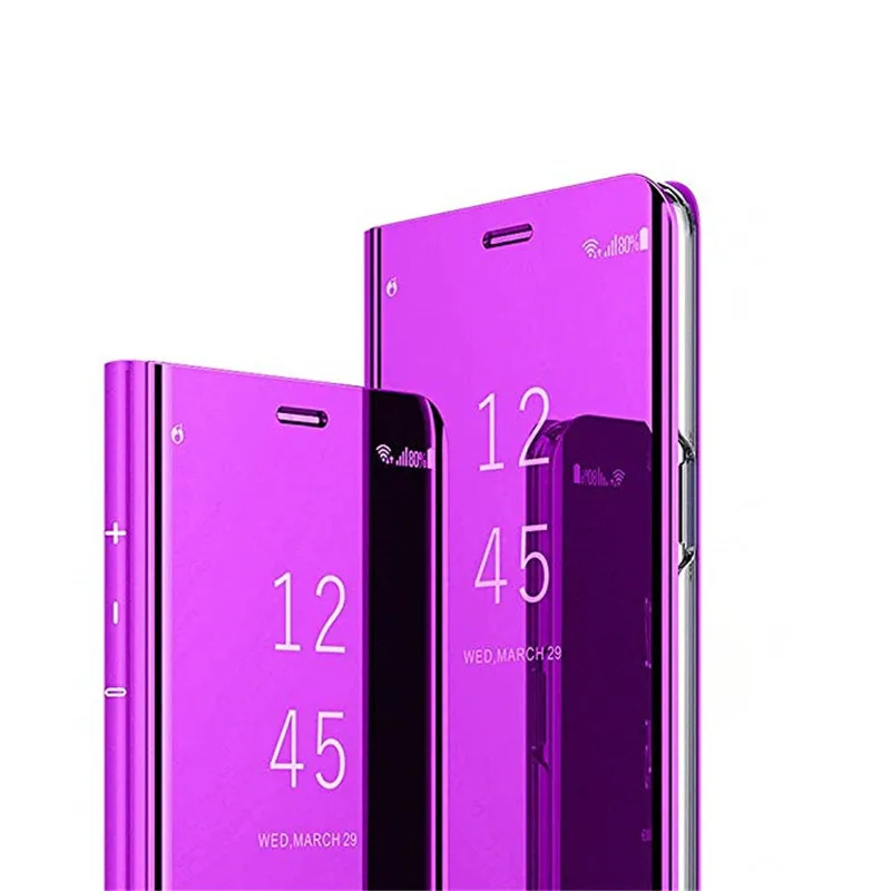 Прозрачный зеркальный чехол для телефона Vivo Y12 чехол модный флип-чехол с подставкой кожаный чехол для Vivo Y12 чехол 6,35 дюймов - Цвет: Фиолетовый