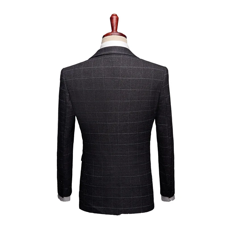 2019 строгие костюмы мужской смокинг Мода сетка полоса Мужская Slim Fit деловой
