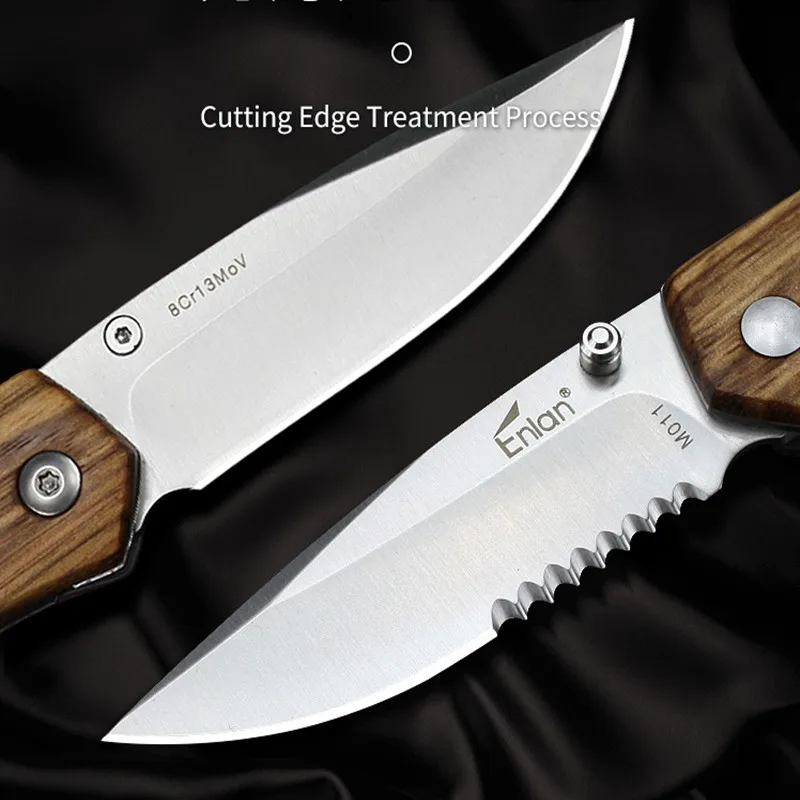 Складной нож Enlan M011 8Cr13MoV G10 карманный тактический Клинок с деревянной ручкой для