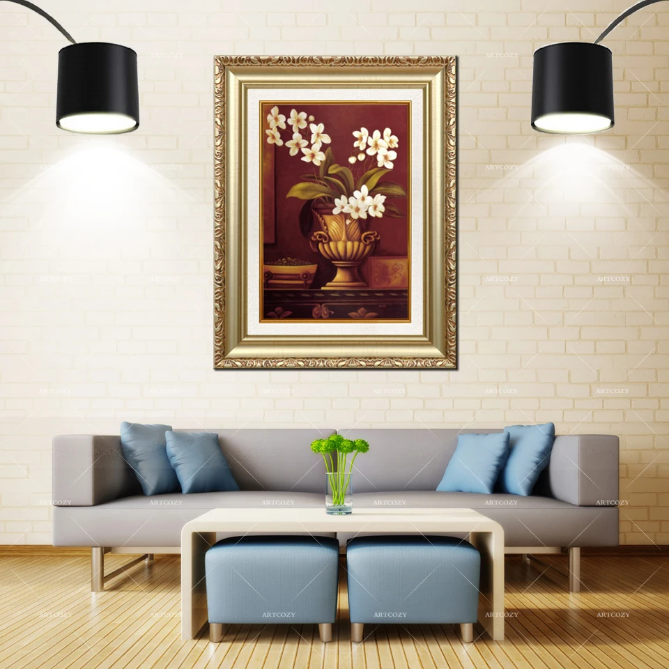 

Artcozy Golden Frame Abstract Oil Painting Flower Waterproof Canvas Printing