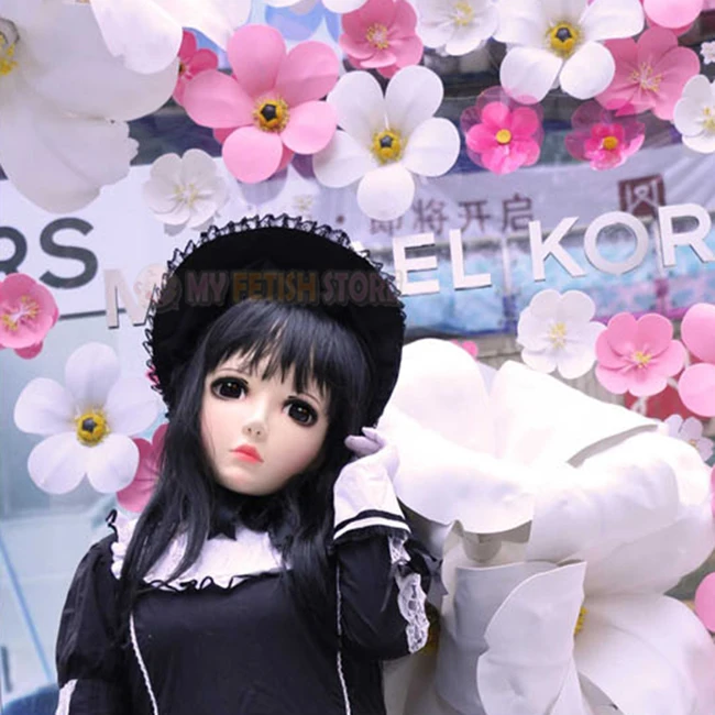 (Yan 05) Женская милая девочка резиновая полуголовая маска кигуруми с BJD глазами