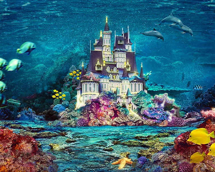 5D DIY Алмазная картина морского дна замок вышивка крестиком Полный алмаз пейзаж