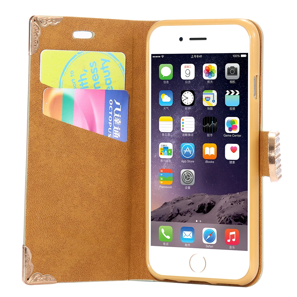 Чехол KISSCASE Bling для iPhone 6 6S Plus Ретро из искусственной кожи 6s Магнитный флип чехол с