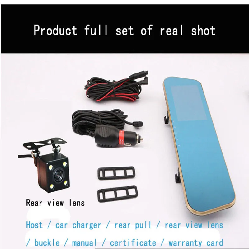 Hd 1080 P Dash Cam Автомобильный видеорегистратор с двойными линзами зеркало для