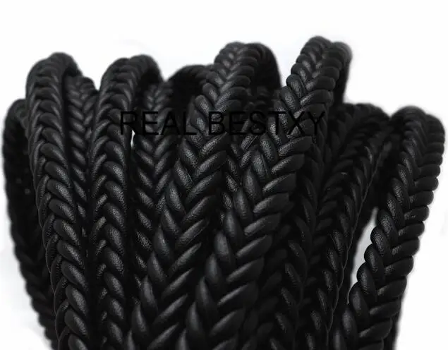 black Настоящий BESTXY, 1 м/лот, 12 мм* 6 мм, Плетеный кожаный шнур для изготовления браслетов, круглые плетеные кожаные шнуры для браслетов, ювелирных изделий - Цвет: black