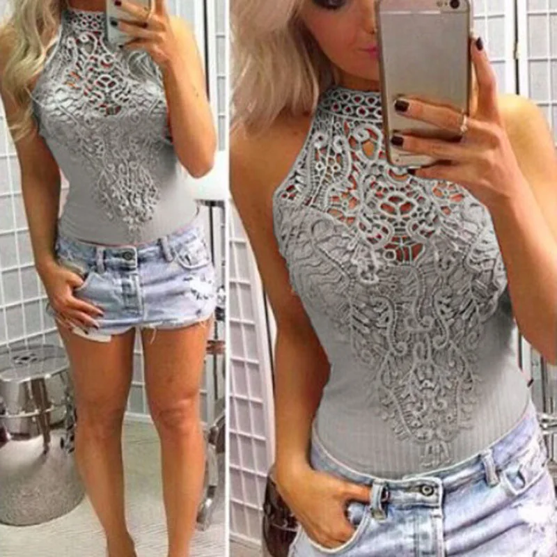 

Sexy Women's Sleeveless Lace Bodysuit Ladies Casual Party Club Playsuit Jumpsuit