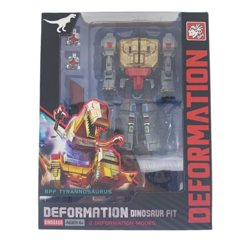Grimlock With Boxes G1 BPF трансформация Dinoking Volcanicus Grimlock Slag Sludge Snarl Swoop slash Dinobots 5в1 фигурка робота игрушки - Цвет: Grimlock With Boxes