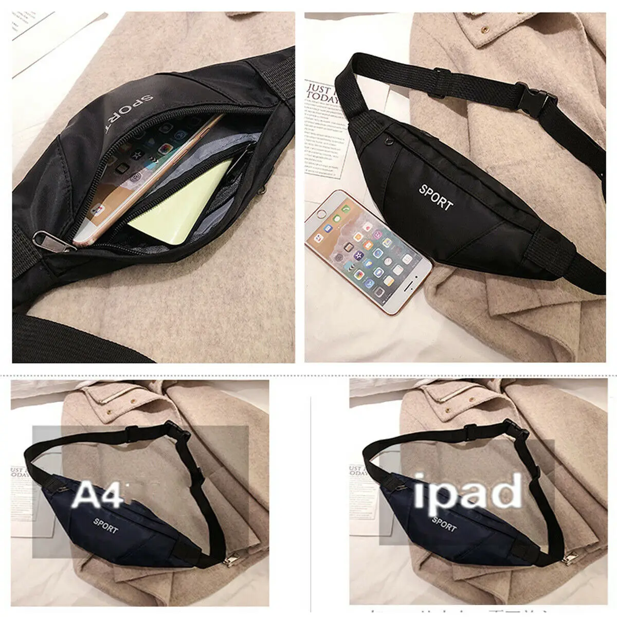 

2019 New Style Women Men Travel Waist Fanny Pack Unisex Fashion Casual Sport Money Belt Wallet Multicolor Bum Bag Pouch