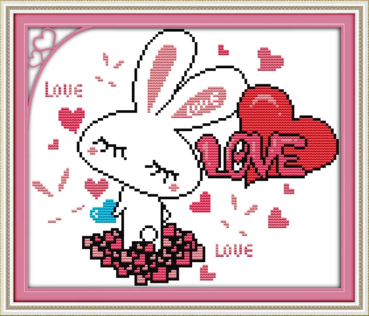 Симпатичный кролик с надписью love для домашнего декора картины Счетный