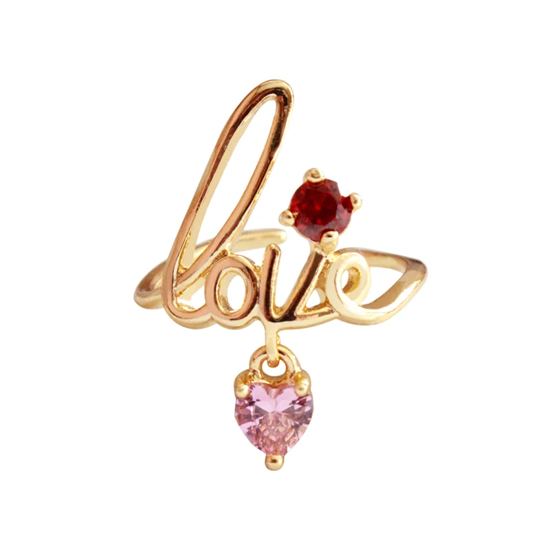 2020 модное Золотое кольцо в форме сердца розовое красное с кубическим цирконием