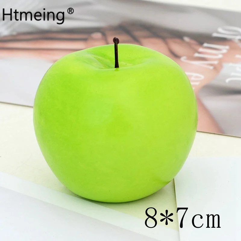 green apple Искусственный фруктовый декор для домашнего интерьера, декоративный фруктовый пластик, яблоко, лимон, персик, апельсин, реквизит для фотосъемки, аксессуары для творчества - Цвет: green apple