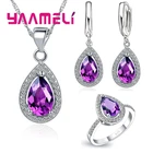 Женский Свадебный комплект из колье, серёг и ожерелья, из стерлингового серебра 925 пробы