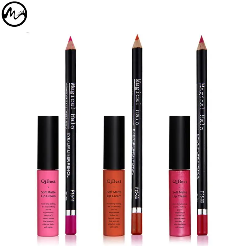 Матовый жидкий блеск для губ MINCH водостойкая стойкая помада и подводка набор