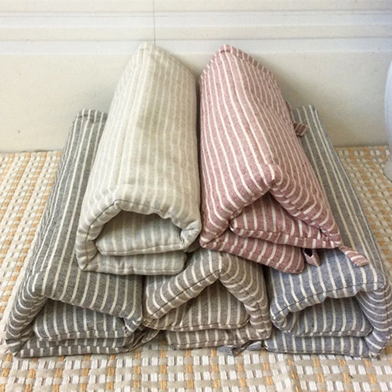 Лидер продаж полосатая подушка для обеденного стула из хлопка и льна Мягкая