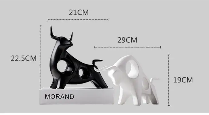 

black white Ceramic creative cow Bull home decor crafts room decoration handicraft Cattle porcelain animal figurines decorations