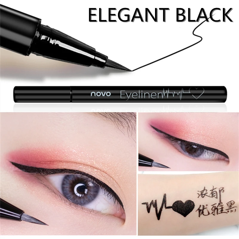 04 elegant black 6 цветов, жидкая подводка для глаз, карандаш, NOVO, косметика для глаз, стойкий, водостойкий, Черная Подводка для глаз, ручка для женщин, макияж - Цвет: 04 elegant black