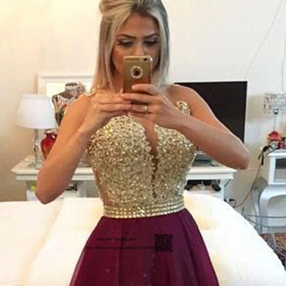 Robe de Soiree Courte 2017 Формальные Длинные вечерние платья органза цвета Бургунди