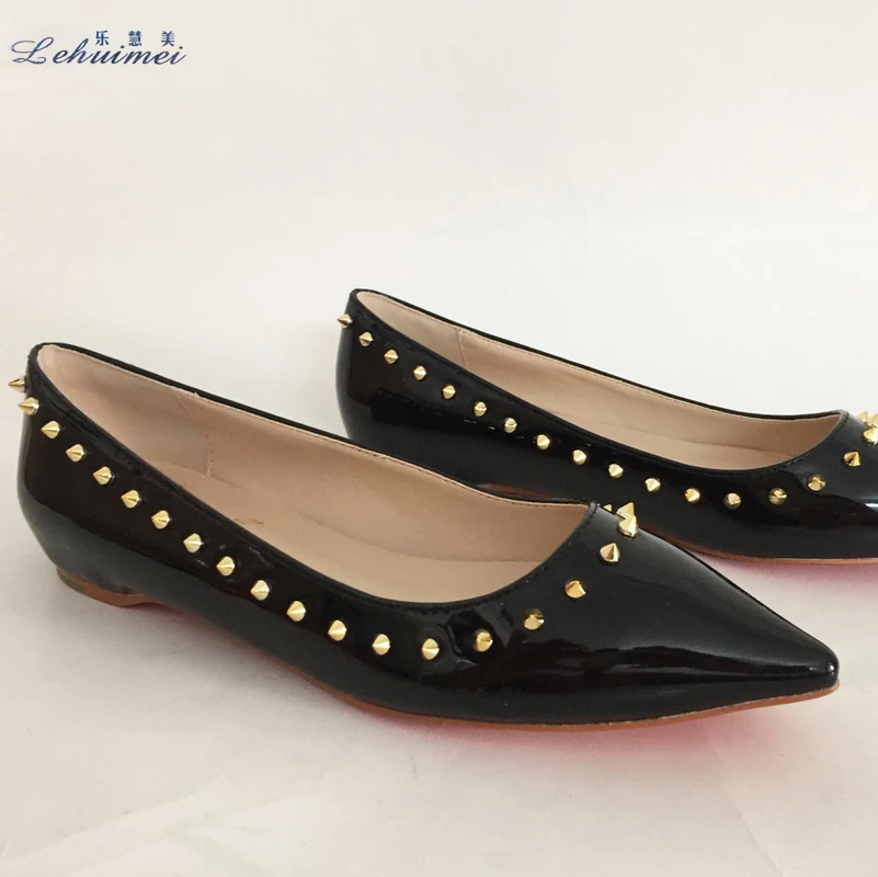 Женские туфли на низком каблуке с заклепками и острым носком|women flats|fashion flatsflats