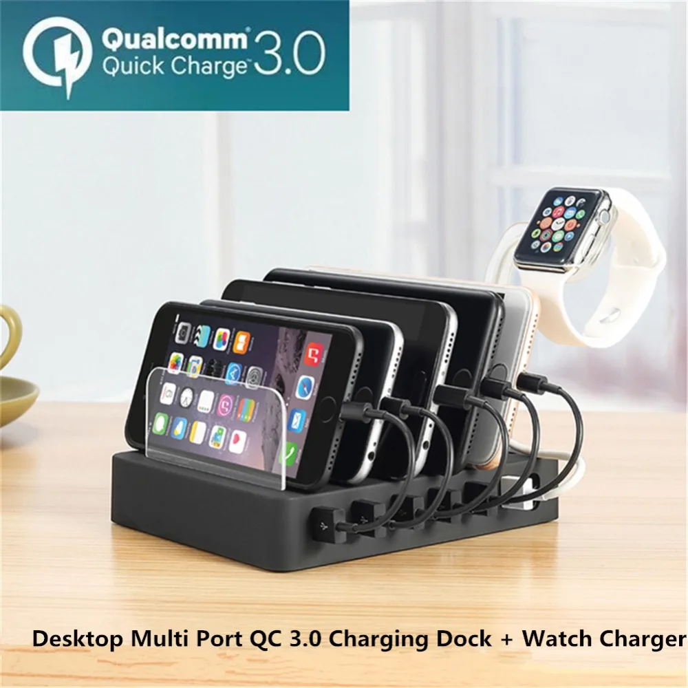 Top Quality 6 Plots Multi Device QC 3.0 Charging Station Dock Organizer Stand Holder Drop Shipping drop shopping images - 6