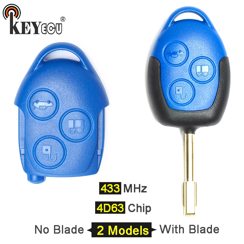 KEYECU 10x433 МГц 4D63 чип P/N:6C1T15K601AG подлинный 3 кнопки дистанционный ключ брелок от
