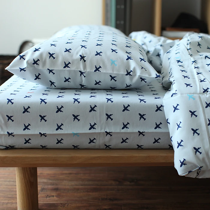 100% хлопок комфортный комплект постельного белья с принтом в виде самолета летняя