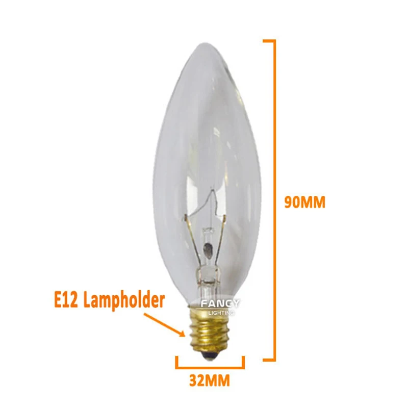 5 шт./лот E12 в винтажном стиле C35J/C35L Свеча хрустальная люстра edison лампа 110V Ретро