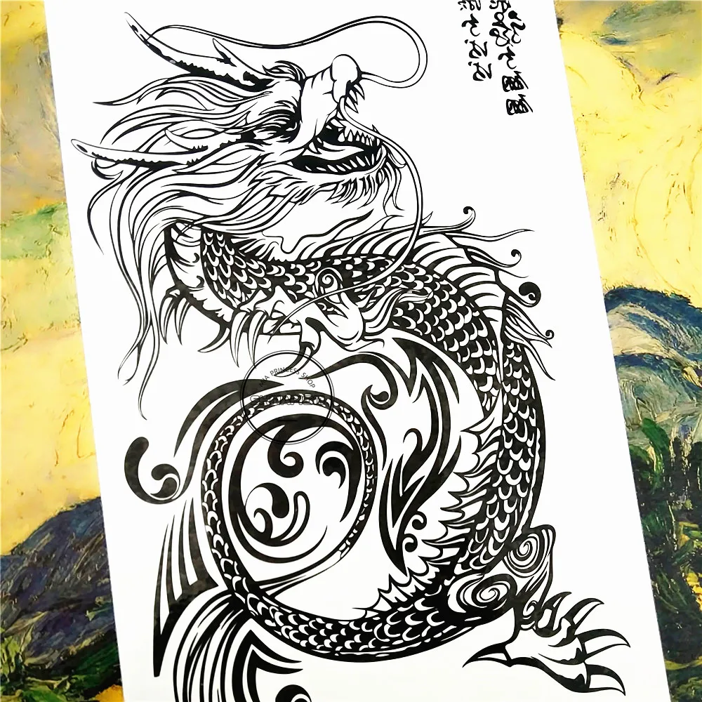 SHNAPIGN черная китайская планета временная татуировка боди арт флеш наклейка s 17*10