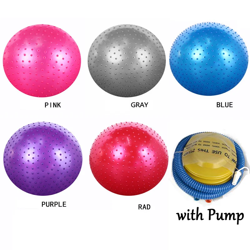 High quality Message Point Yoga Balls 65CM Sports Gym Fitness Female Pilates Gymnastic Balance Workout with Air Pump | Спорт и