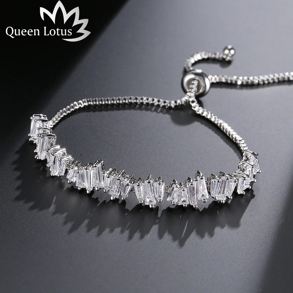 Женские браслеты с фианитами Queen Lotus классические регулируемые геометрической