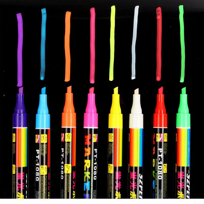 Флуоресцентная ручка со стираемым наклонным маркером 8 цветов|fluorescent pen|liquid chalk