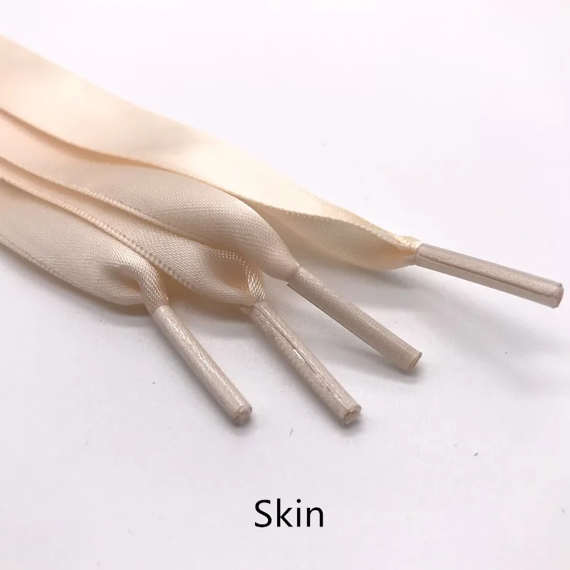 Skin 1 пара, 2 см, ширина, шелковые плоские шнурки, атласные шелковые ленты, кроссовки со шнурками, Спортивная белая женская обувь, кружева, длина 110 см, шнурки - Цвет: Skin