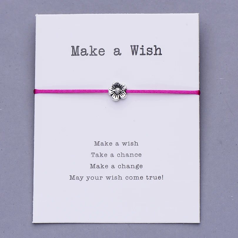 Pipitree Make a Wish, мини-браслет с цветами, женский, регулируемый, на удачу, красные браслеты, для женщин, детей, Wish, ювелирное изделие, карта, подарок