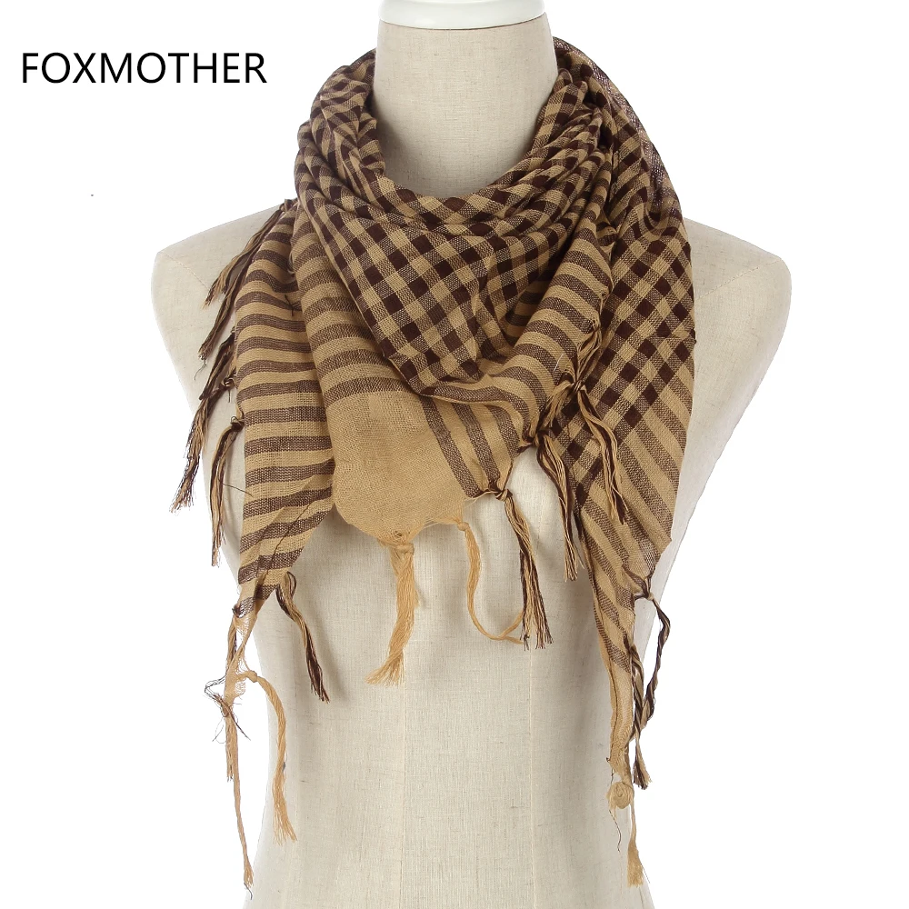 FOXMOTHER новый черно белый Серый Армейский зеленый шемаг клетчатый шарф с бахромой