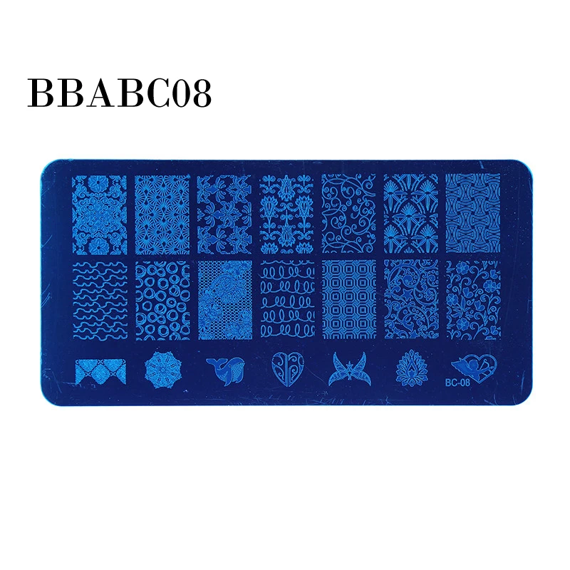 BBABC08 Addfavor пластины для стемпинга ногтей Цветочный животный узор для украшения ногтей шаблон изображения трафарет штамп скребок Набор ногтей инструмент для красоты - Цвет: BBABC08