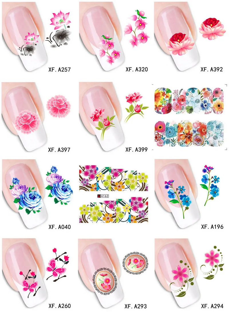 AddFavor 6 шт. наклейка для ногтей цветок листья ногтей DIY Дизайн Лак Искусство Маникюр Инструмент Цветочные наклейки для ногтей s клей Фольга наклейки