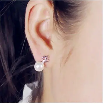 2014 New style fashion jewelry natural freshwater pearl earrings S925 silver SE0080PL | Украшения и аксессуары