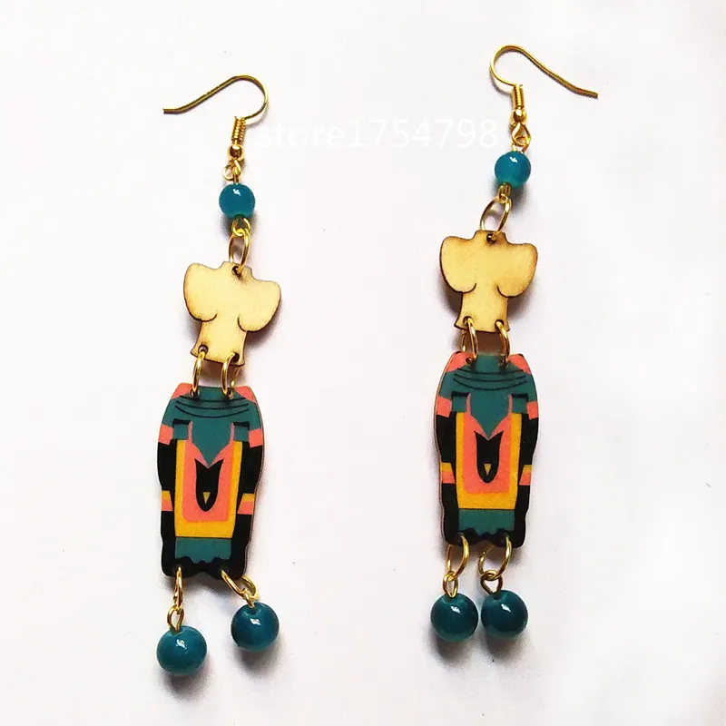 Новый стиль резьба по дереву серьги каменные бусы ручной работы личности