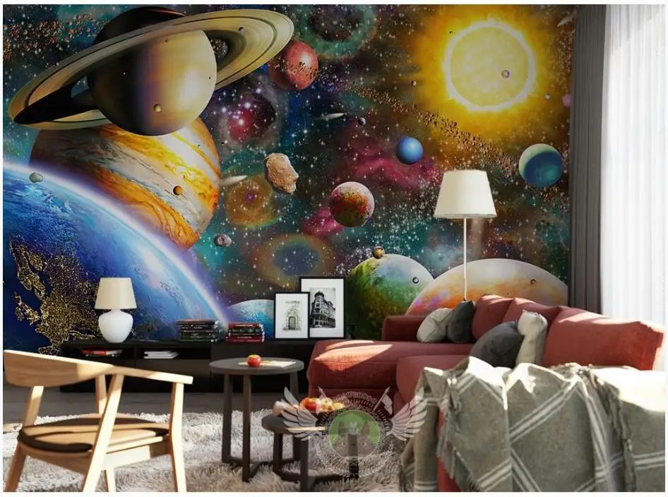 

WDBH 3d photo wallpaper custom mural Space Universe Planet Children's Room background home decor wallpaper for walls 3 d