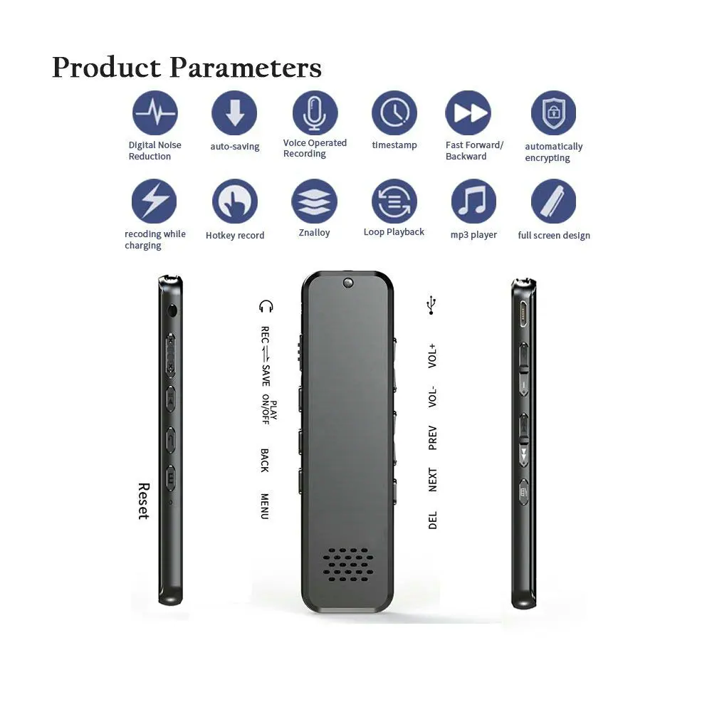 Vandlion V87 Профессиональный цифровой диктофон MP3 музыкальный плеер Спортивный Портативный USB 16 Гб медиаплеер мини Walkman