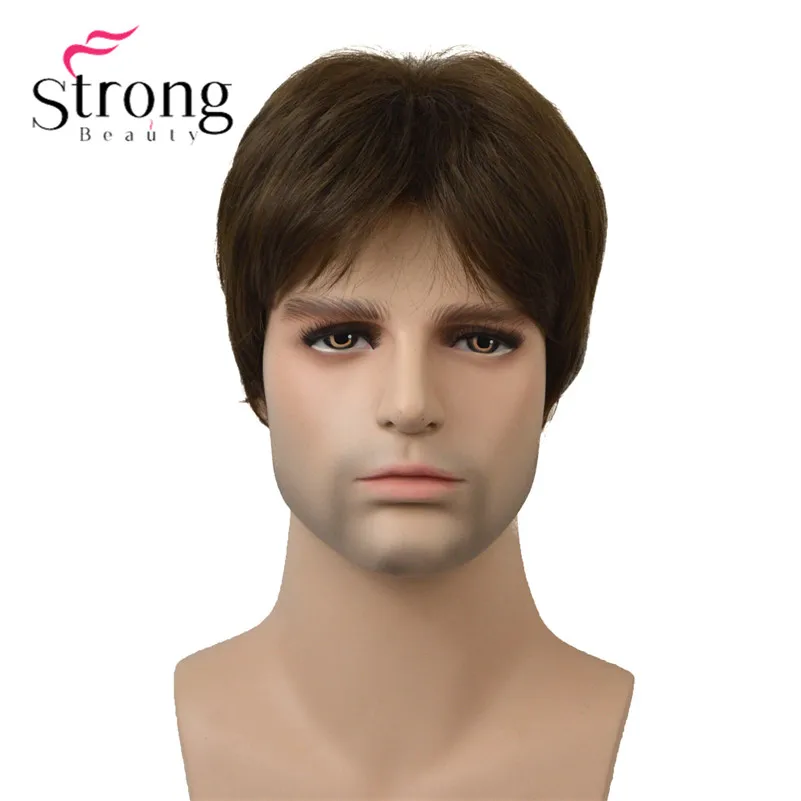 StrongBeauty светлые короткие стриженные полный синтетический парик для мужчин мужские волосы ворсистые реалистичные парики выбор цвета