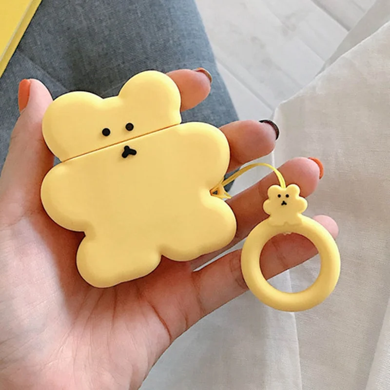 Силиконовый чехол с мультяшным медведем, наушники для Apple Airpods, Bluetooth, беспроводные наушники, защитный чехол, коробка, брелок