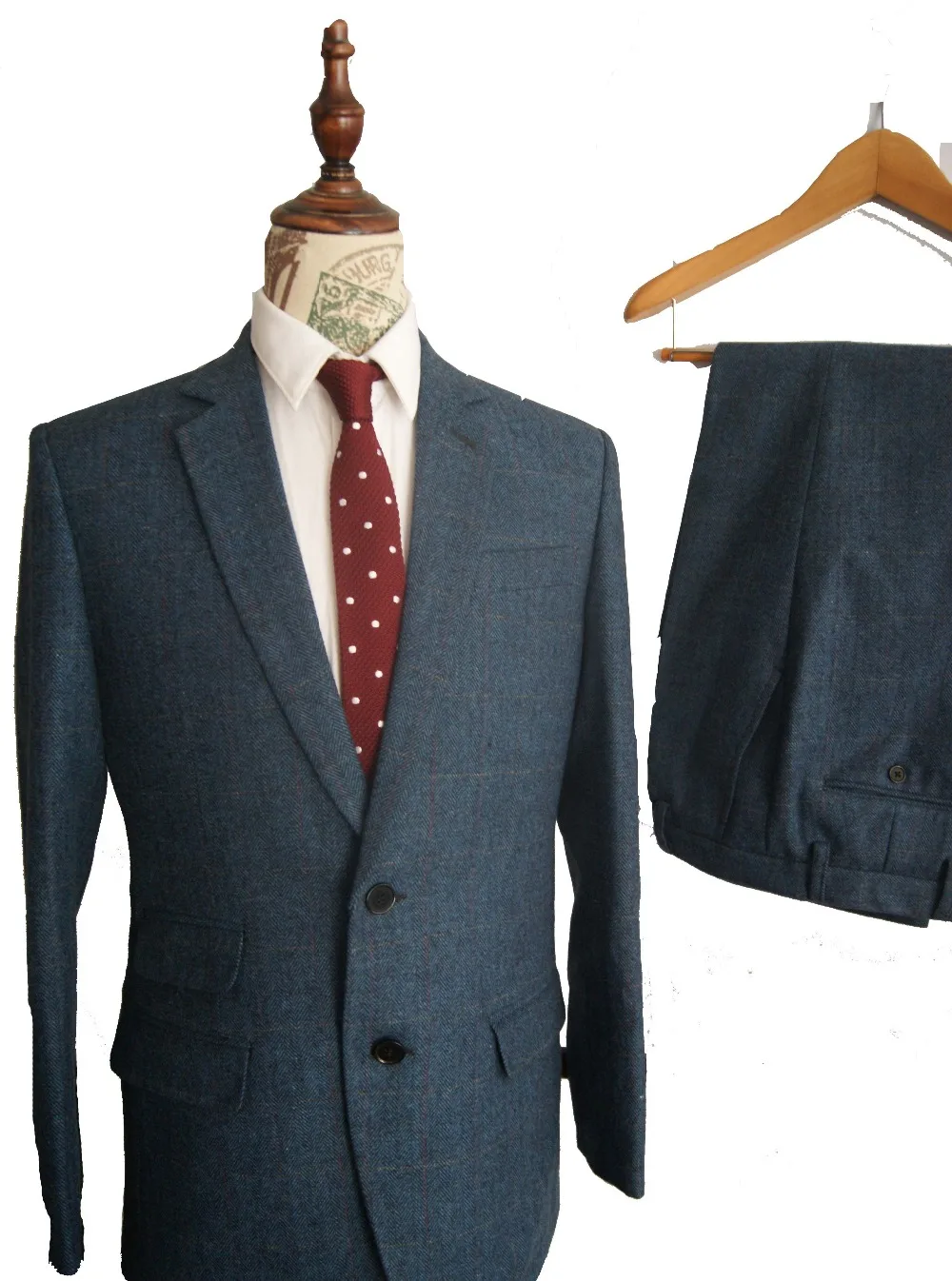 Airtailors синий твид Смокинги для женихов шерсть елочка британский стиль