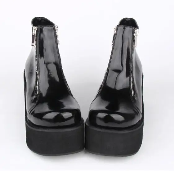 Patent leather Angelic imprint/новые женские туфли в стиле «mori girl» в стиле «лолита» для костюмированной вечеринки; женские туфли-лодочки на высоком каблуке; женские вечерние туфли принцессы; Размеры 33-47, 8 см - Цвет: Patent leather