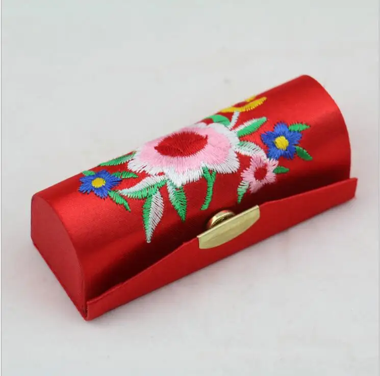 100pcs/lot! Hot sales! Flower Design Retro Lipstick Case Brocade Embroidered Holder Box with Mirror Chinese Style | Багаж и сумки