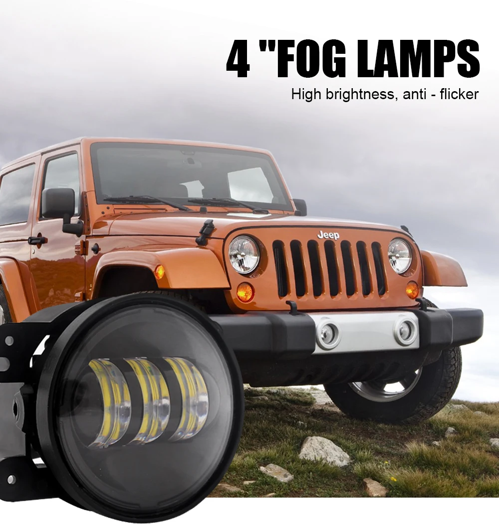 EURS 2pcs 4 дюйма круглый светодиодный противотуманный фонарь Wrangler светодиодный фонарь белый желтый луч лампы 60 Вт светодиодный для Wrangler Dodge Chrysler внедорожный