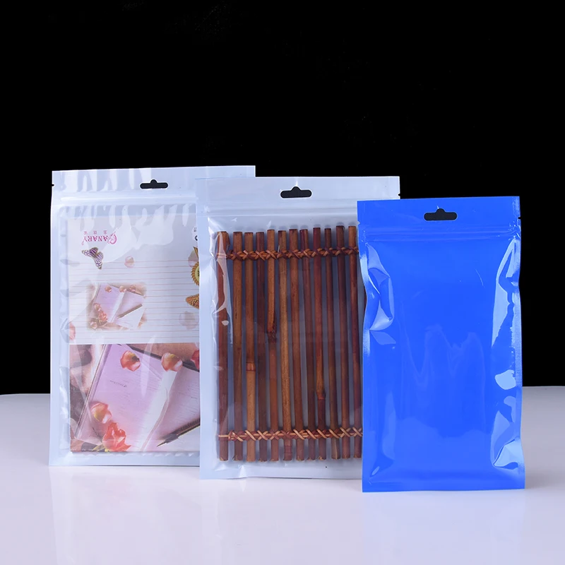 100Pcs Blue Clear Front Zip Lock Packaging Bags With Hang Hole Plastic Electronic Accessary Zipper Pouch for Retails Package | Дом и сад