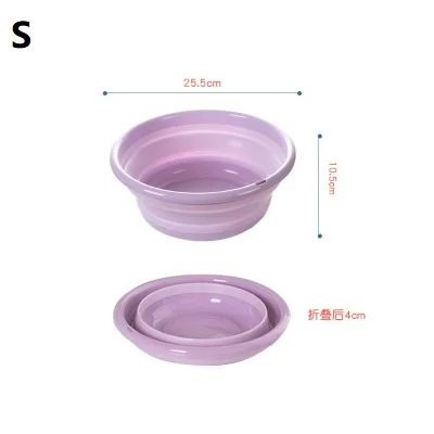 Purple S 25.5x10.5cm 3 шт Открытый складной умывальник складной контейнер ведро Портативный умывальник складной силиконовый умывальник инструменты для очистки на открытом воздухе - Цвет: Purple S 25.5x10.5cm