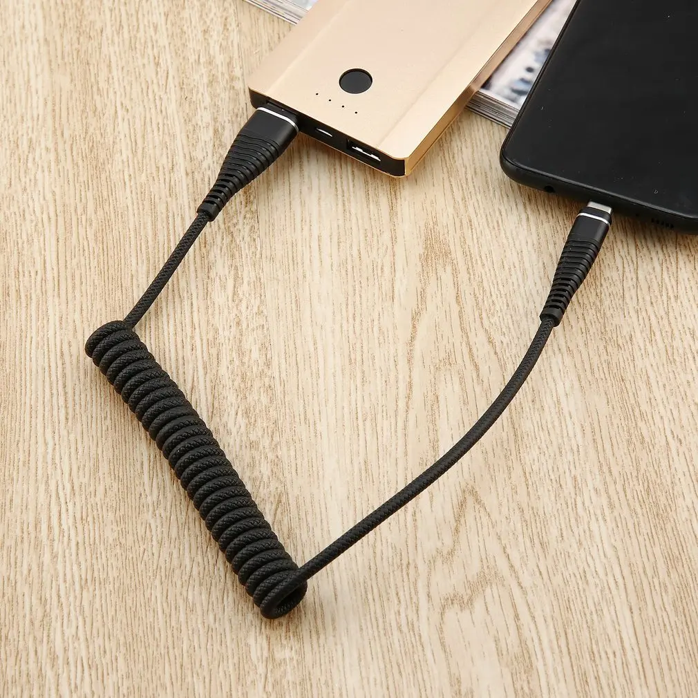 Usb type-C кабель для samsung Galaxy S9 S8 для huawei mate 20 Pro Xiaomi Mi 8 USB C зарядный кабель спиральный пружинный зарядный шнур